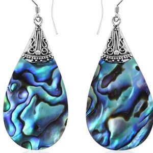 Abalone Shell Dangle Drop Earrings For Women in Sterling Silver